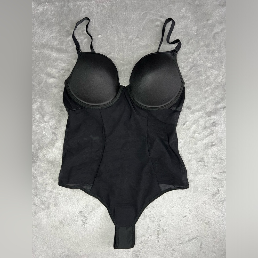 Women’s Black Shapewear Bodysuit with Built-In Bra – Size L